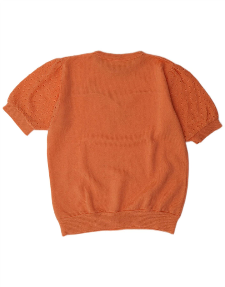 VINTAGE Womens Crew Neck Jumper Sweater EU 38/40 Medium Orange Floral