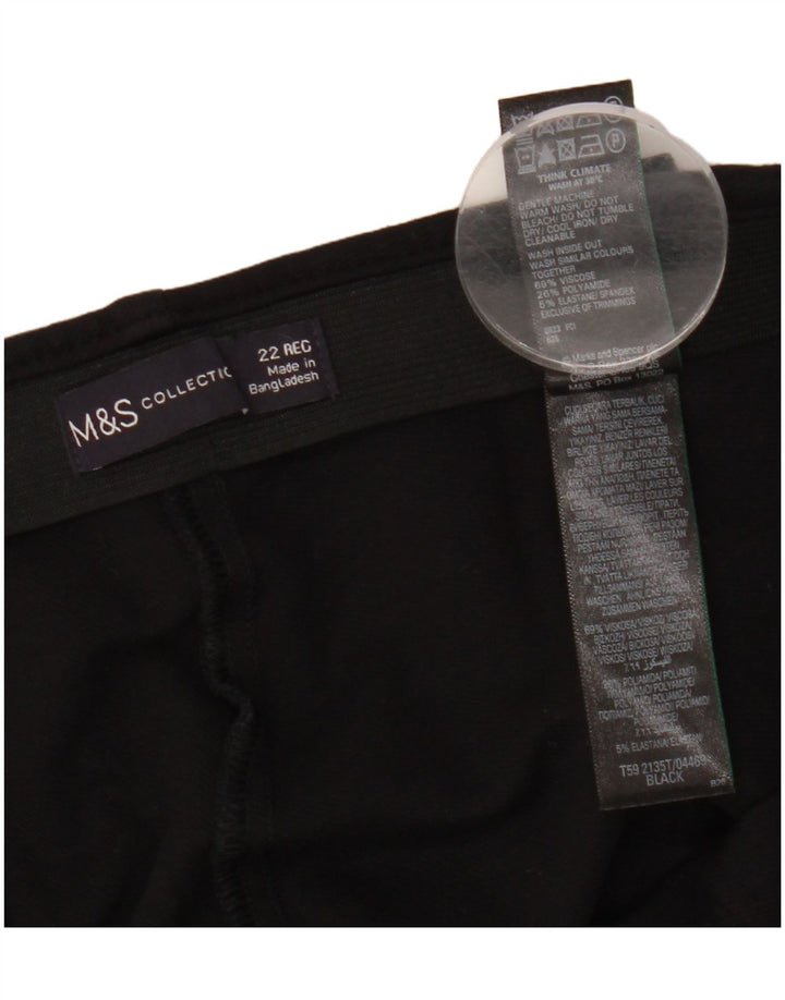 MARKS & SPENCER Pantaloni da abito slim da donna UK 22 3XL W42 L28 Viscosa nera