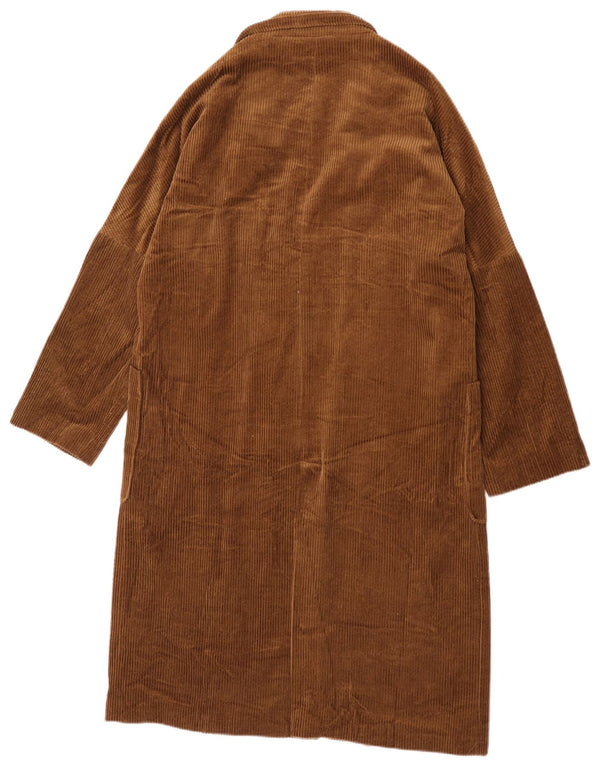 Cappotto da donna in velluto a coste doppio petto Zara UK 16 grande cotone kaki