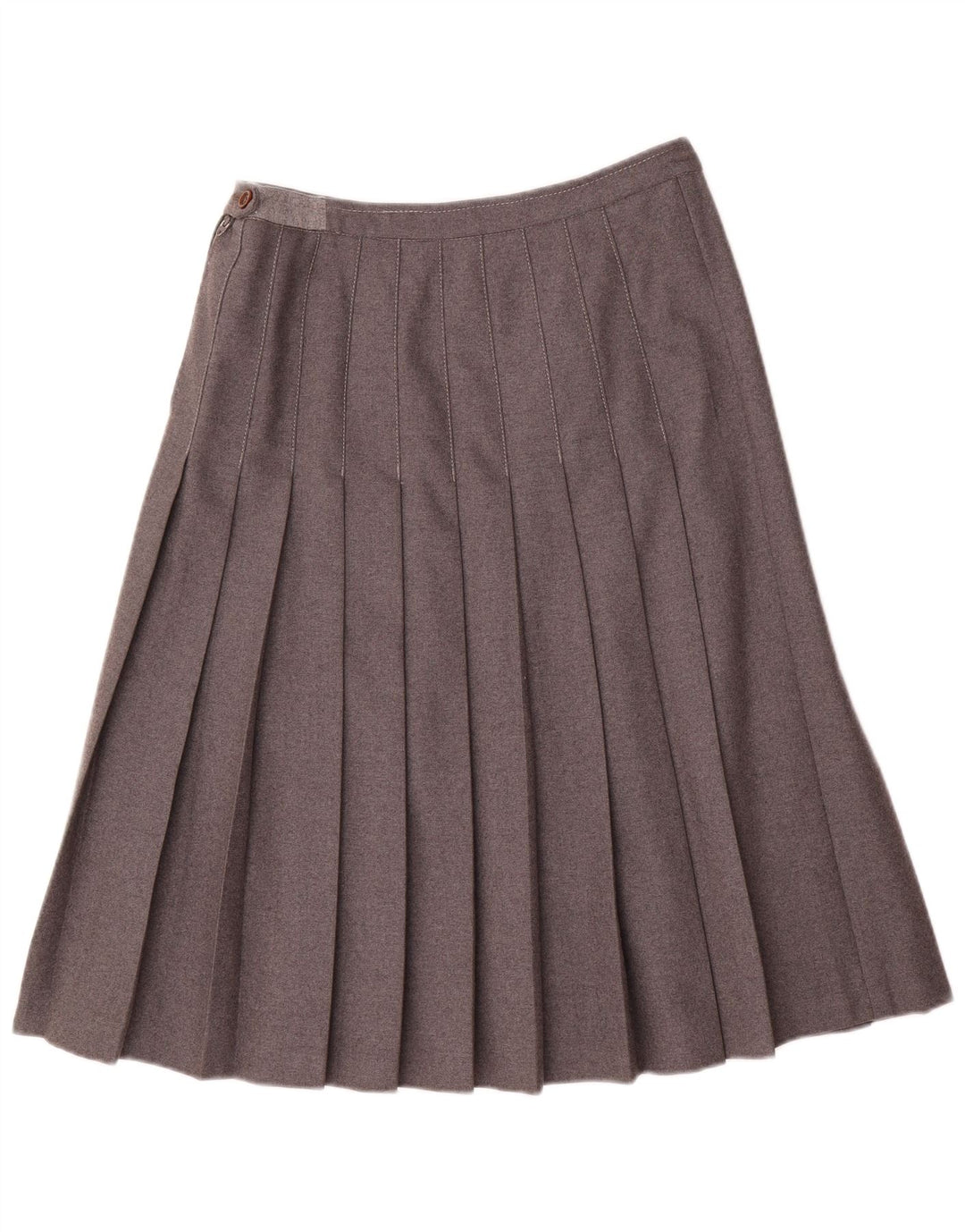 Gonna a pieghe vintage da donna IT 44 media W28 lana grigia