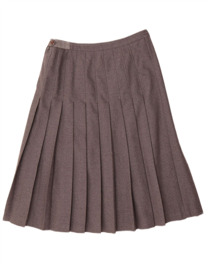 Gonna a pieghe vintage da donna IT 44 media W28 lana grigia