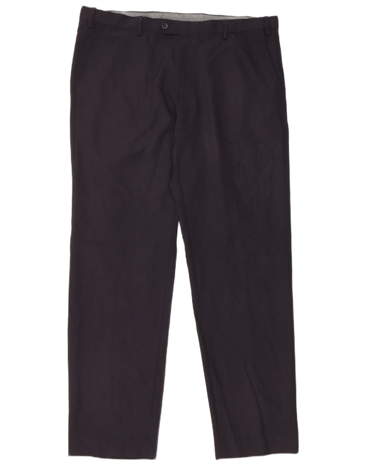 Pantaloni da abito vestibilità regolare Marks & Spencer da uomo W40 L33 poliestere blu navy
