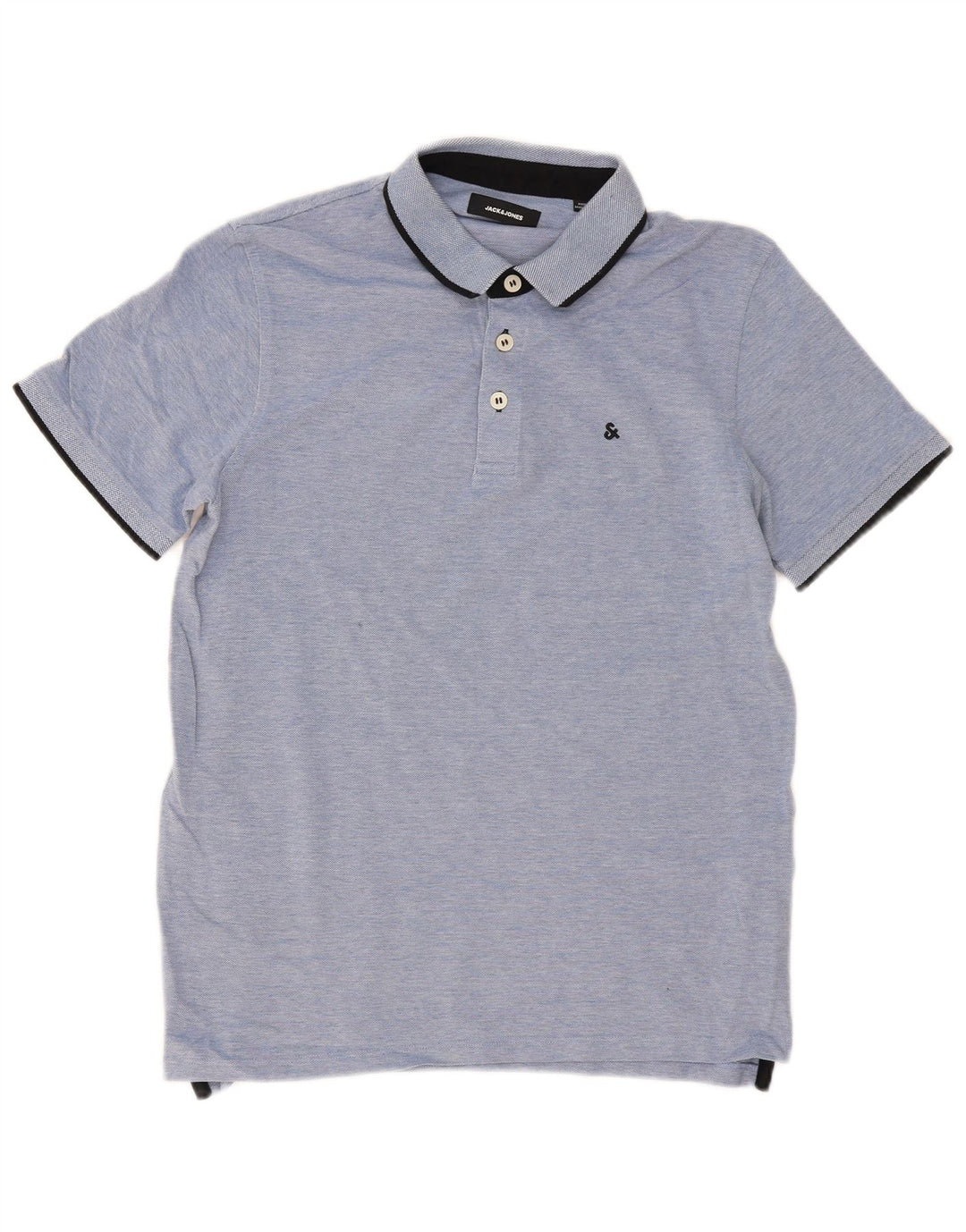 Polo da uomo Jack & Jones grande in cotone screziato blu