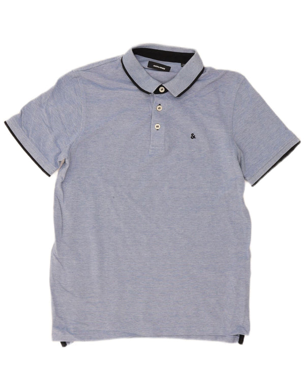 Polo da uomo Jack & Jones grande in cotone screziato blu