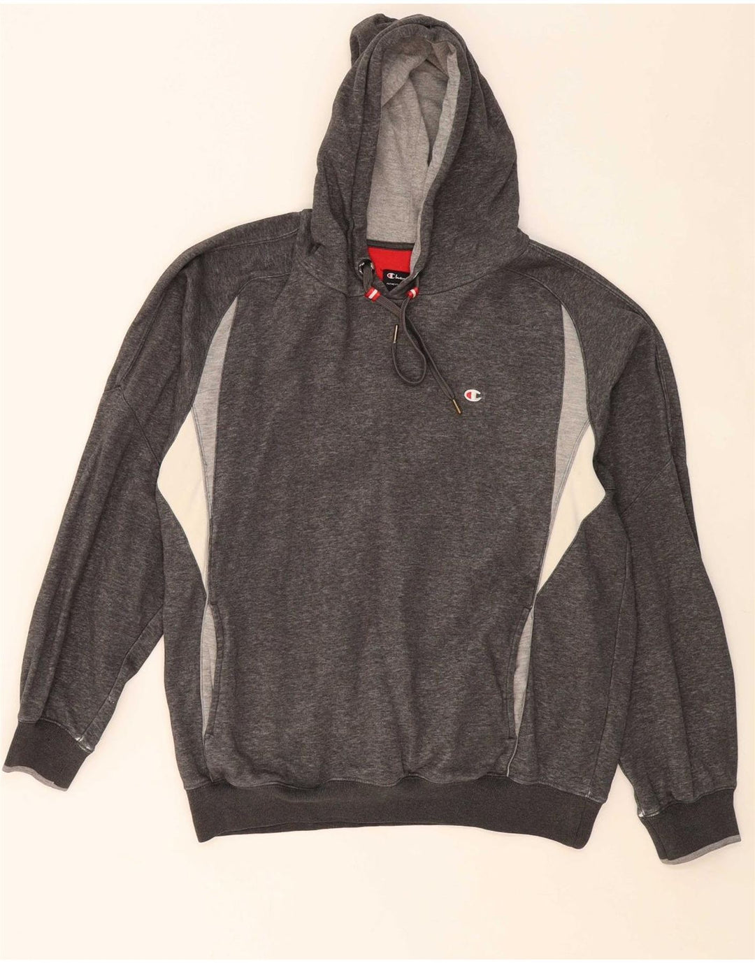 CHAMPION Mens Hoodie Jumper Medium Grey Colourblock Cotton