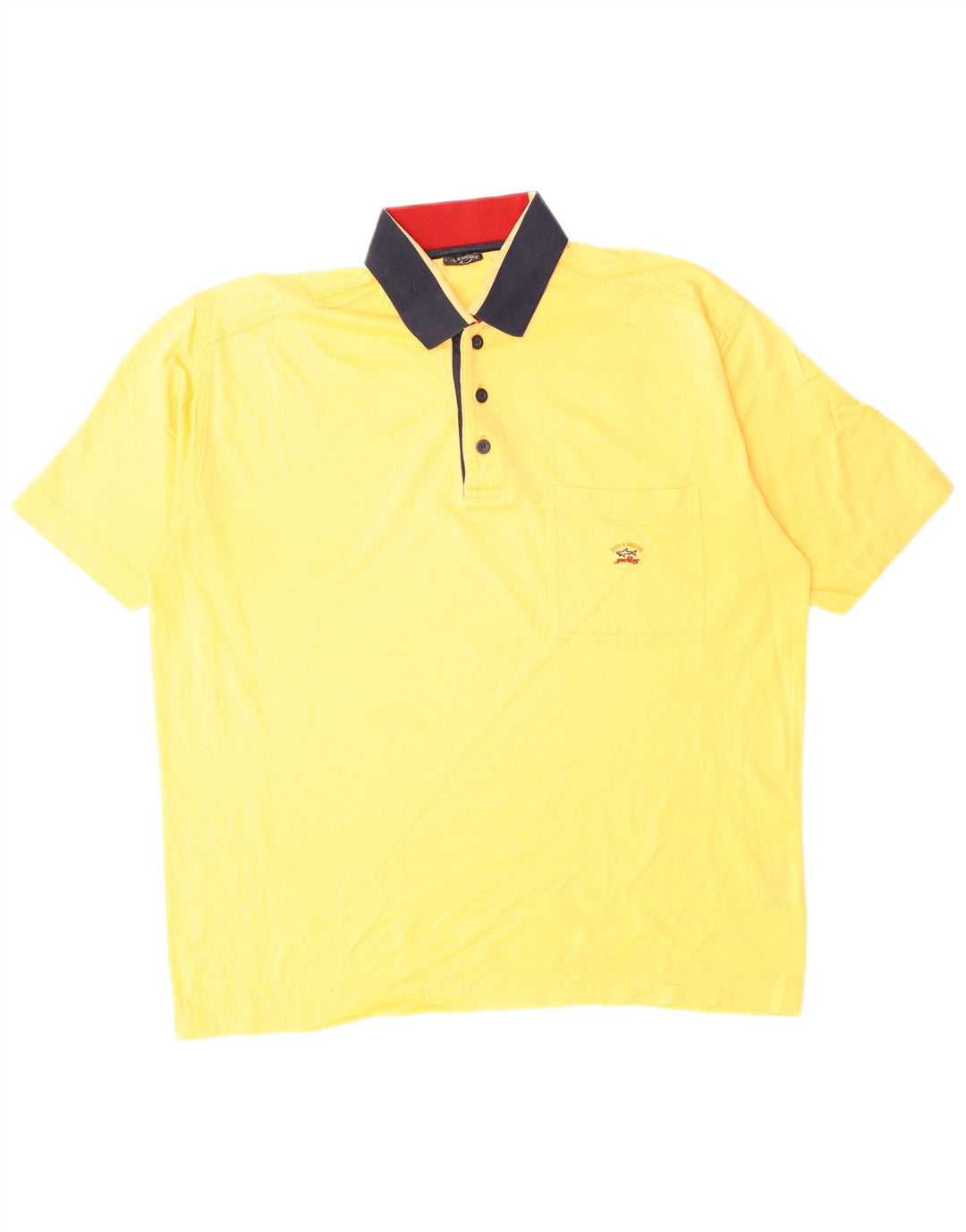 Polo da uomo PAUL & SHARK grande in cotone color block giallo