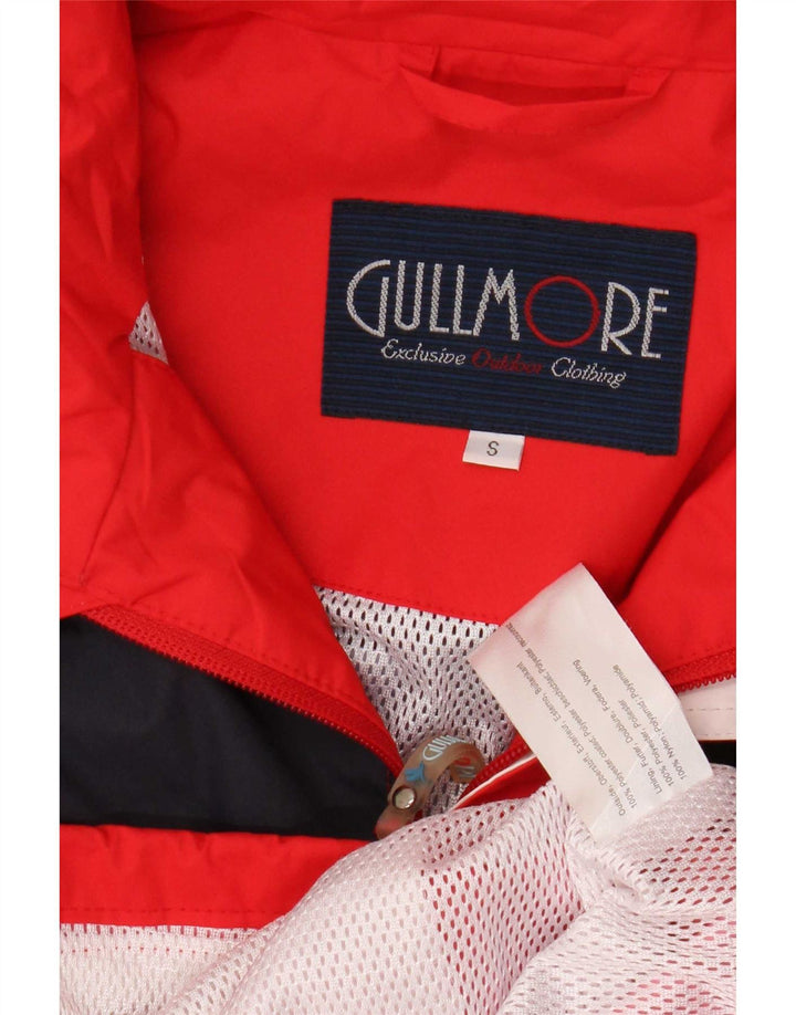 Giacca antipioggia vintage da uomo con cappuccio UK 36 Small Poliestere color block rosso