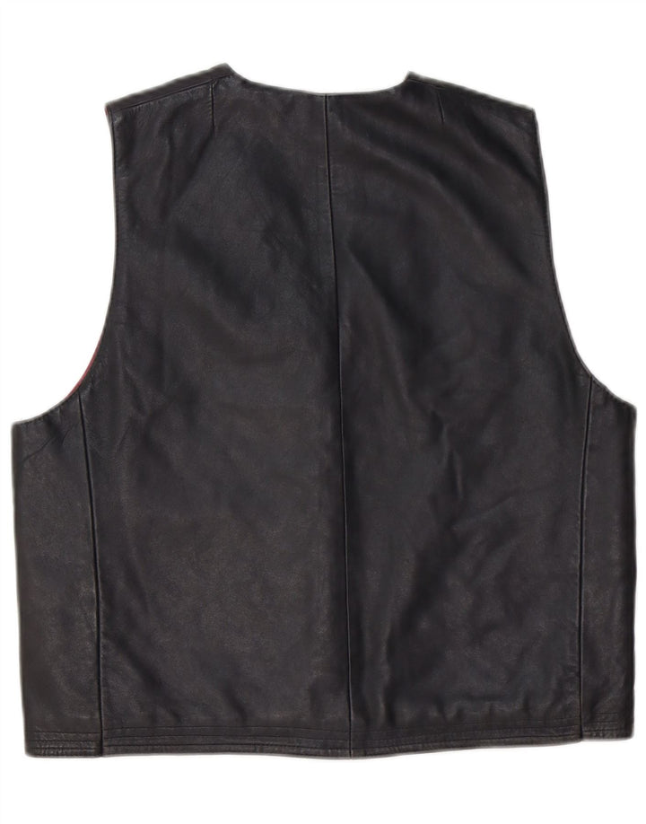 Gilet in pelle da uomo vintage medio nero