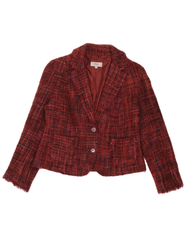 Giacca blazer a 2 bottoni da donna Marks & Spencer UK 14 bordeaux medio screziato