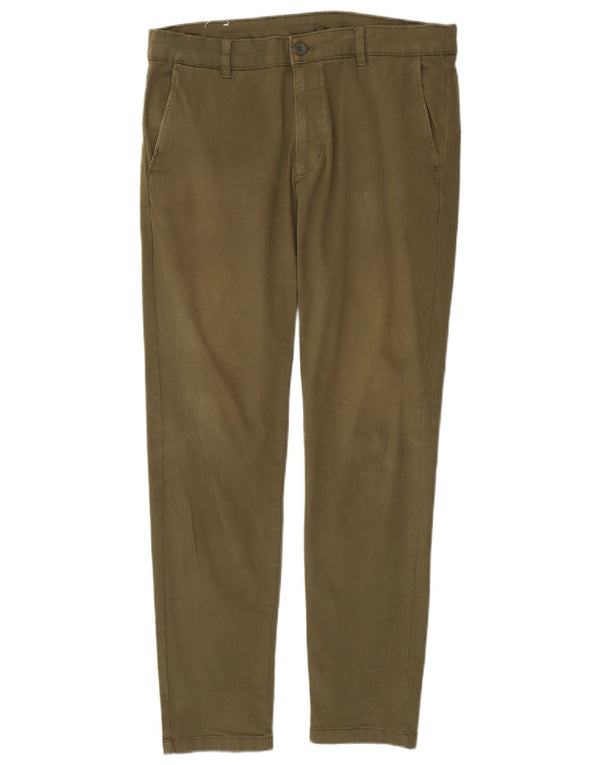 Pantaloni chino slim da uomo Zara EU 42 Large W32 L30 cotone kaki