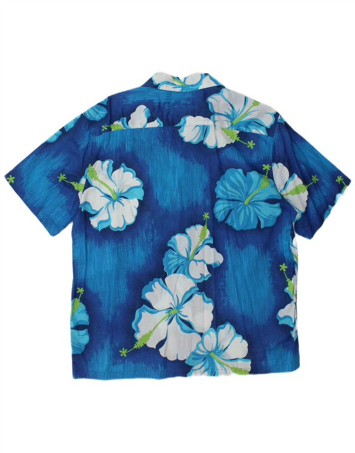 PIOMBO Camicia a maniche corte da uomo in cotone floreale blu grande