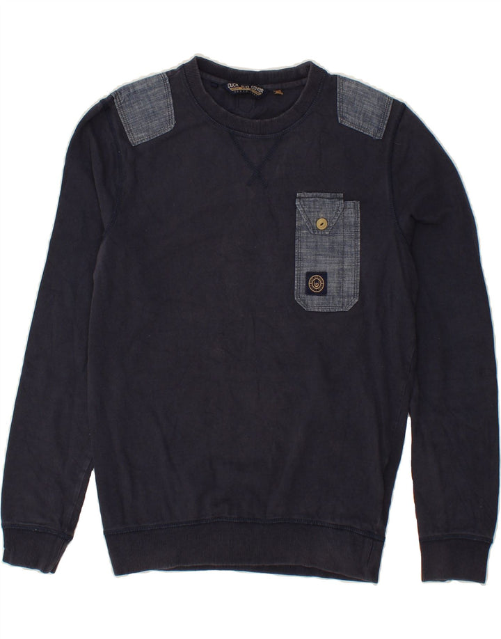 DUCK AND COVER Mens Sweatshirt Jumper Small Navy Blue Cotton Vintage Duck And Cover and Second-Hand Duck And Cover from Messina Hembry 