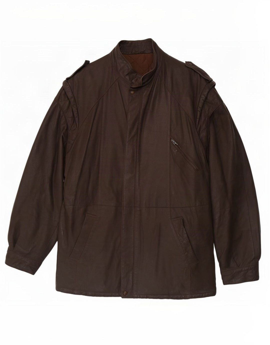 Giacca in pelle militare vintage da uomo IT 54 2XL Marrone