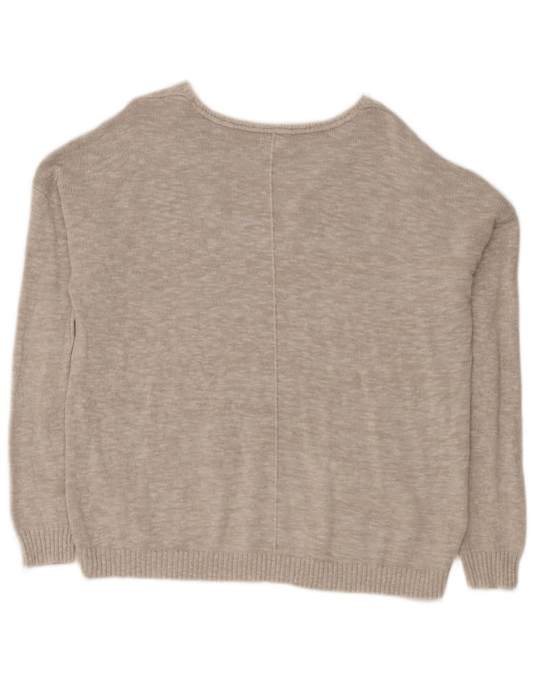 Maglione oversize da donna con scollo a V Fat Face UK 16 Grande cotone grigio