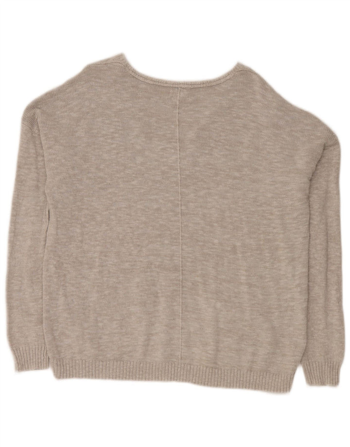 Maglione oversize da donna con scollo a V Fat Face UK 16 Grande cotone grigio