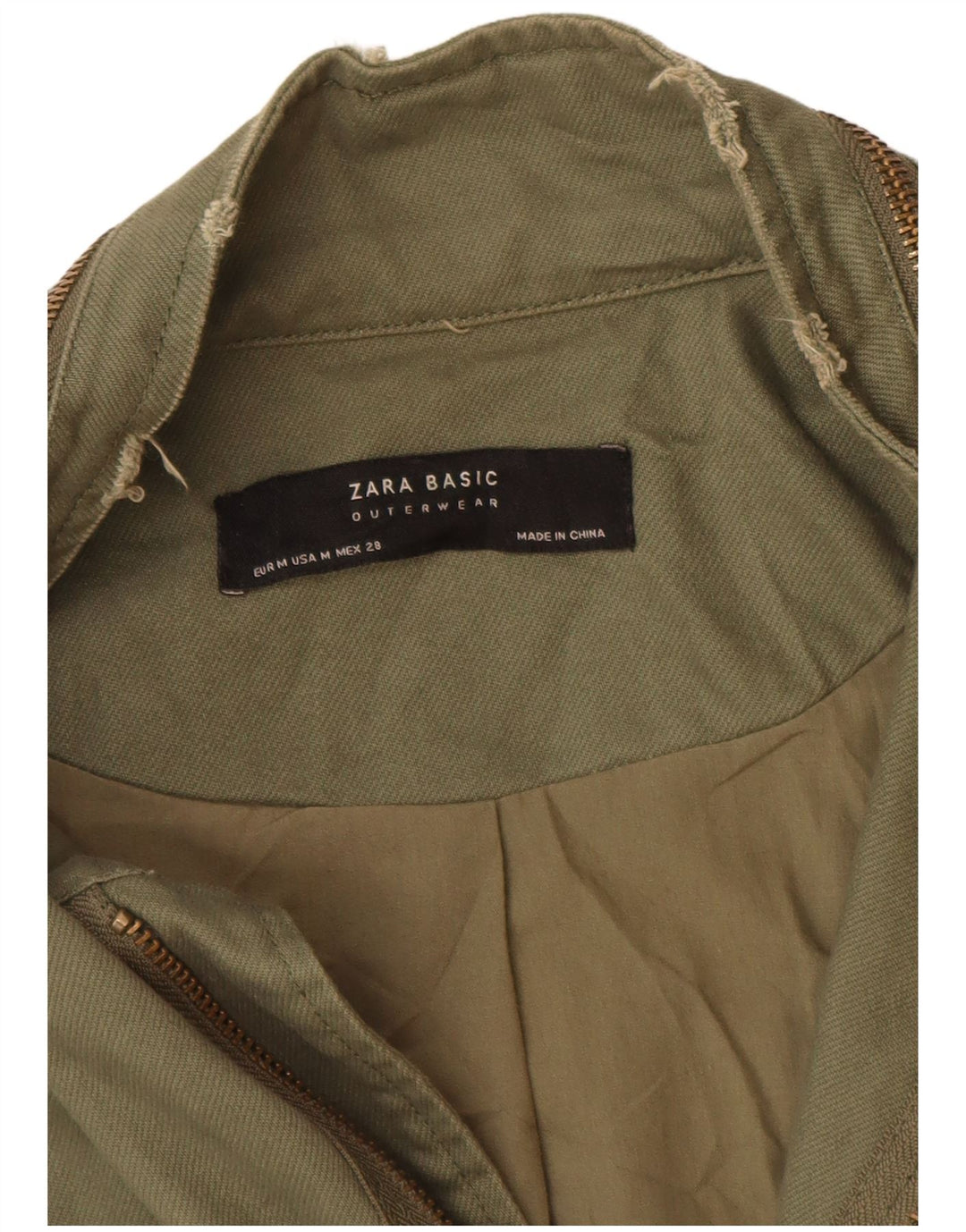 Giacca militare da donna Zara UK 14 Medium Khaki Cotton Army