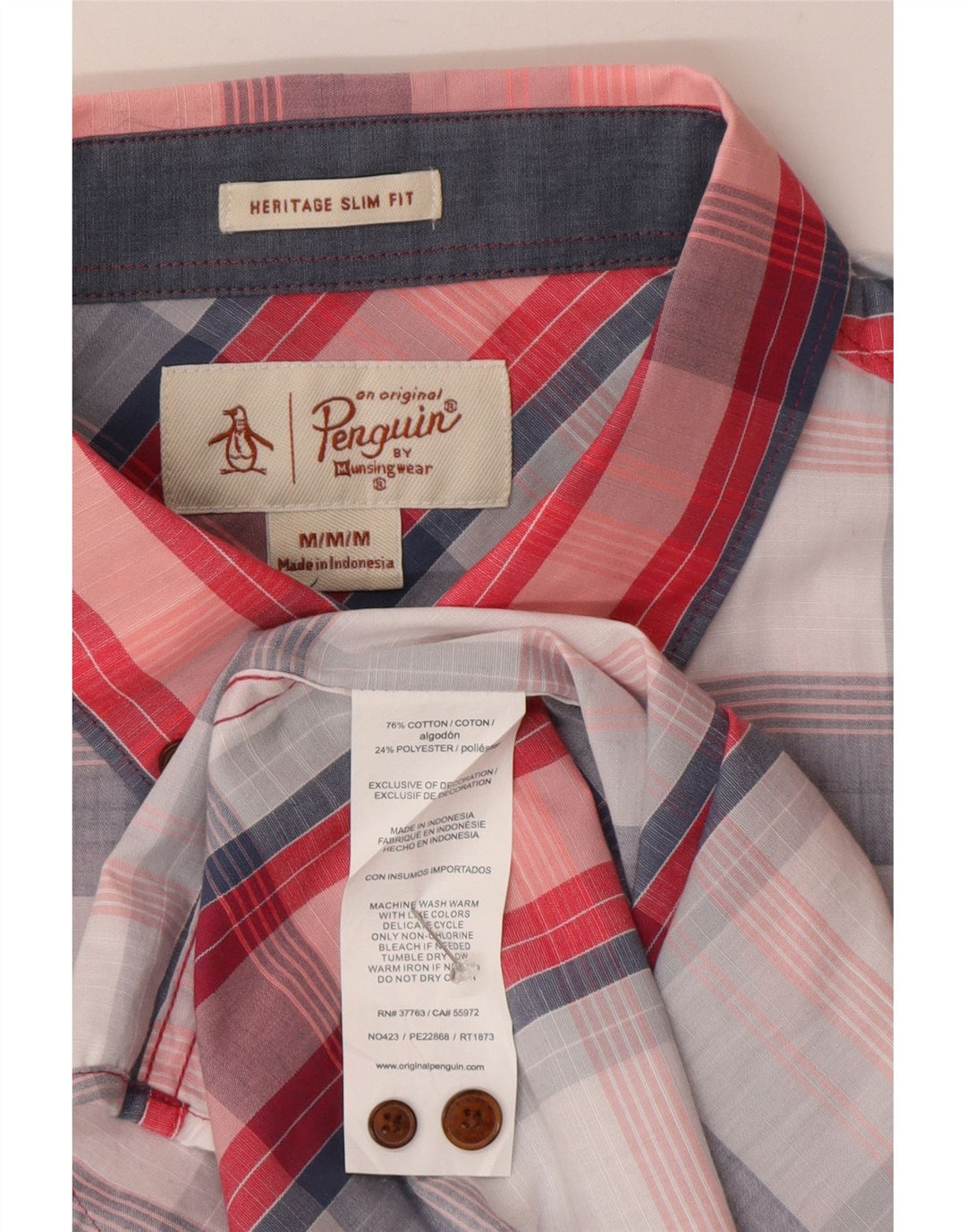 Camicia a maniche corte Penguin Heritage da uomo, scozzese medio multicolore