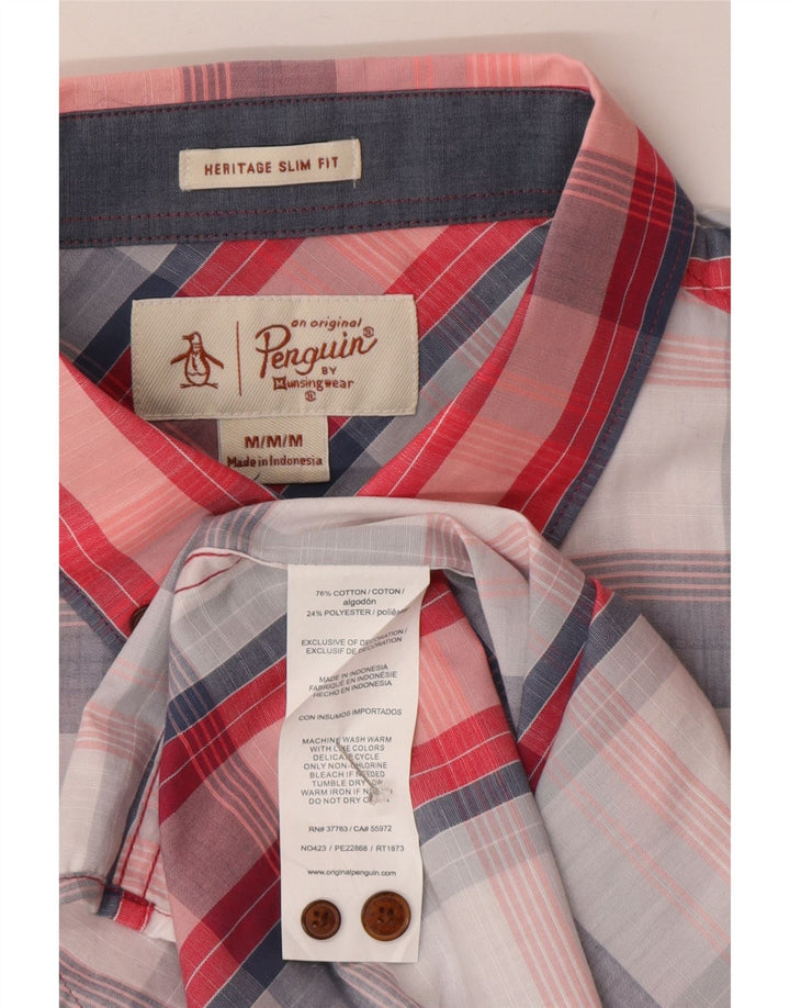 Camicia a maniche corte Penguin Heritage da uomo, scozzese medio multicolore