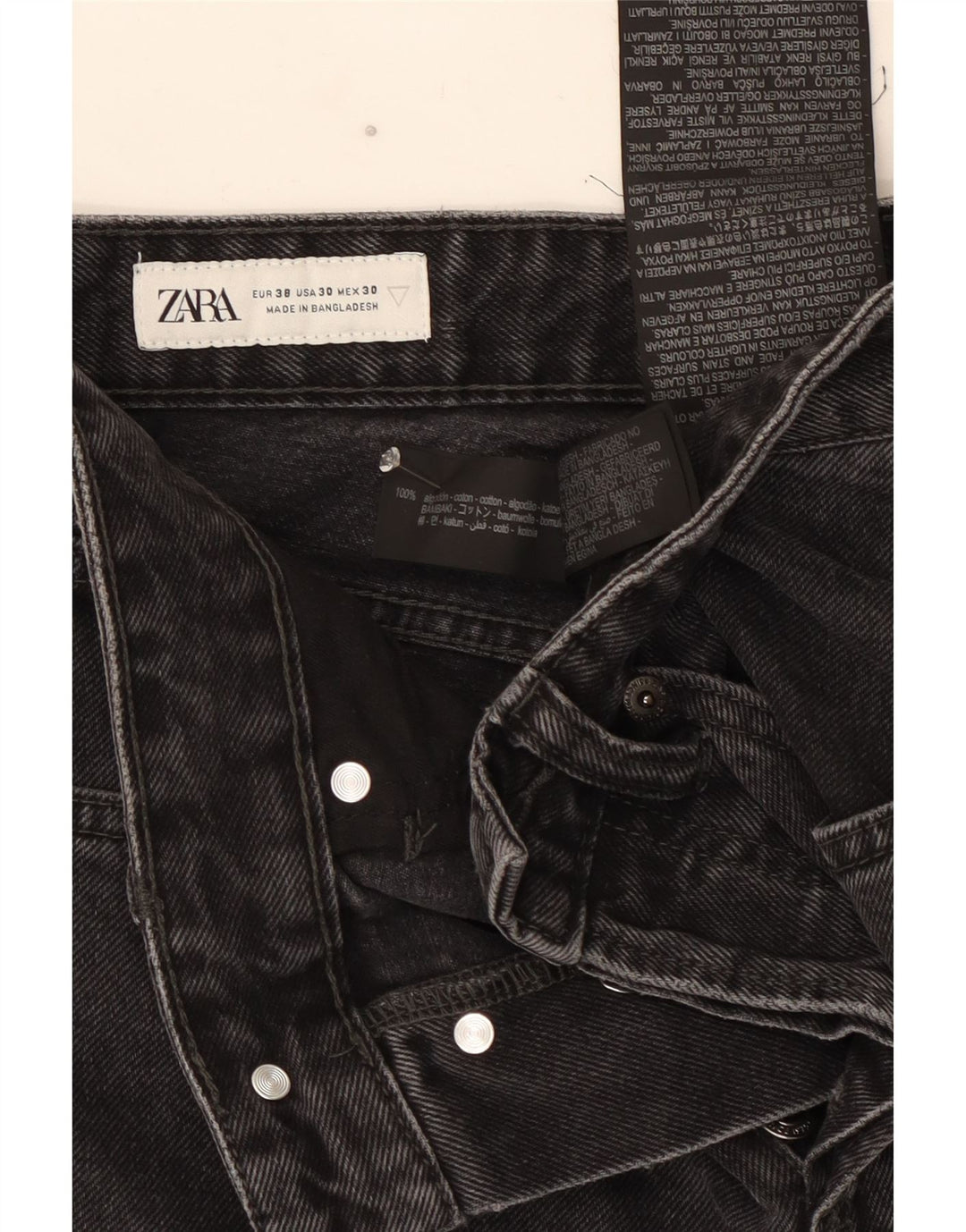 Jeans dritti da uomo Zara EU 38 Small W30 L25 Cotone grigio