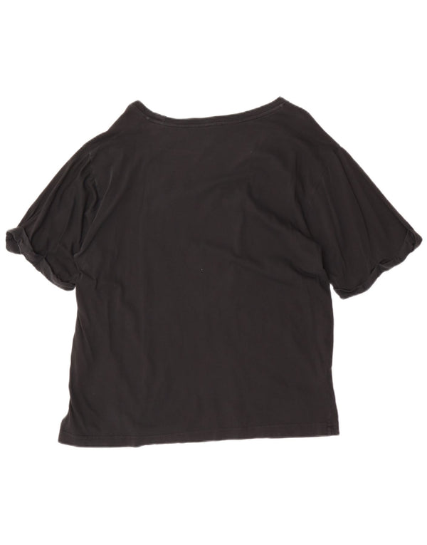 Pinko T-shirt grafica da donna Top UK 14 Medium Black Cotton