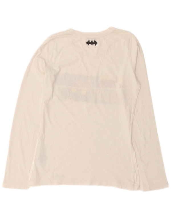 Liu Jo Donna BATGIRL Graphic Top Manica Lunga UK 14 Grande Cotone Bianco