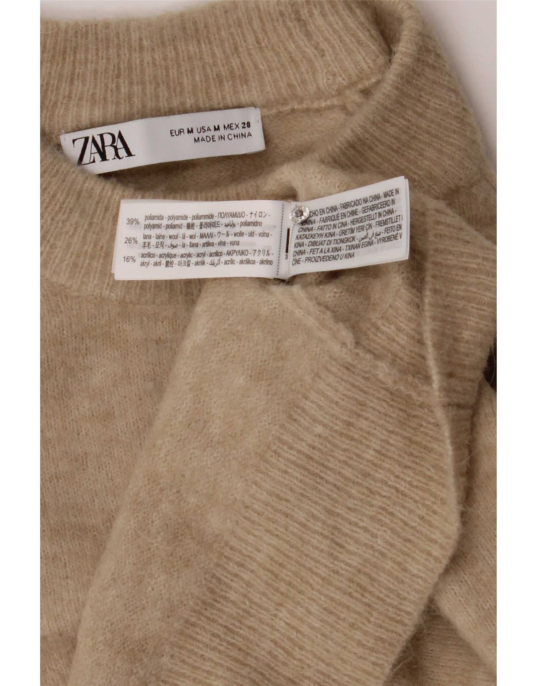 Maglione maglione girocollo da donna Zara UK 14 Poliammide beige medio