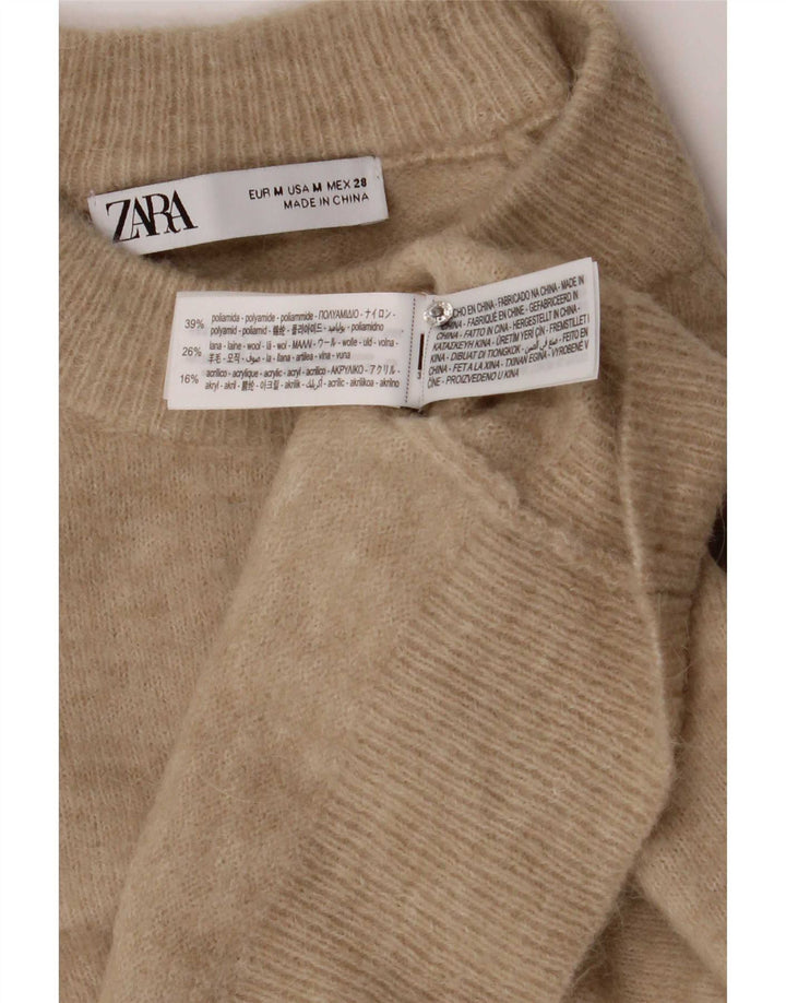 Maglione maglione girocollo da donna Zara UK 14 Poliammide beige medio