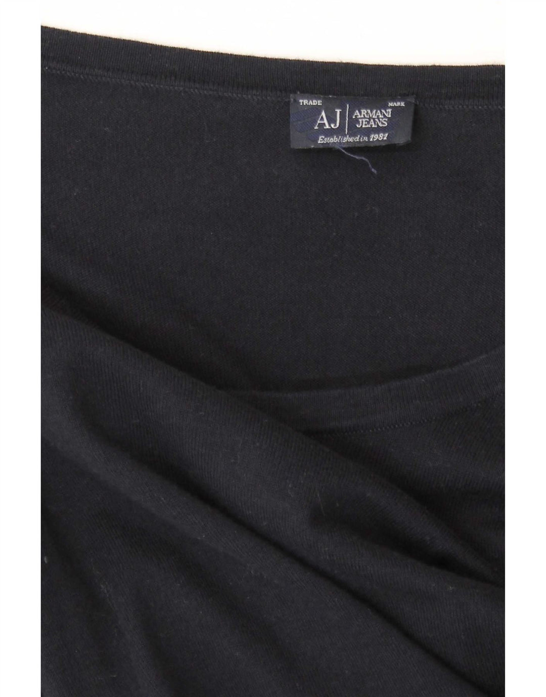 Armani Jeans Donna Top Manica Lunga UK 12 Medio Blu Navy