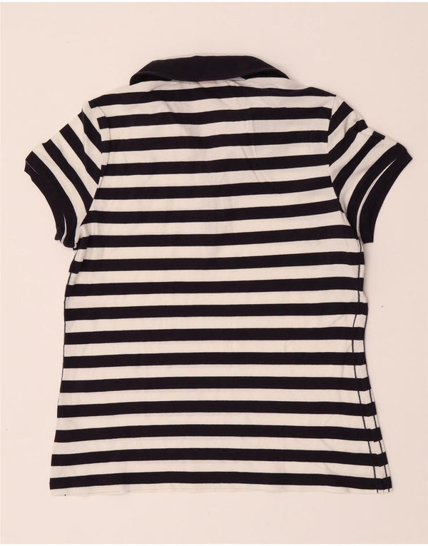 Polo da donna Puma UK 14 cotone a righe blu navy medio