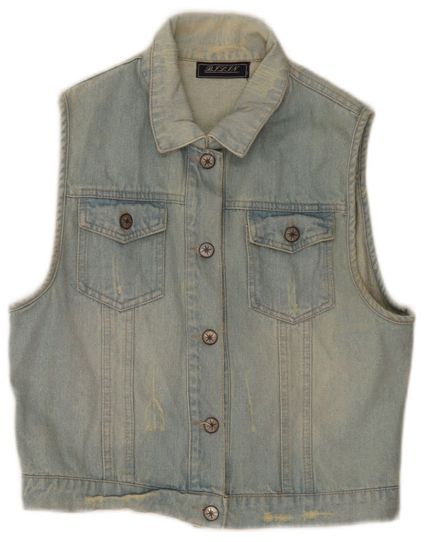 Gilet di jeans corto da donna vintage UK 18 XL cotone blu