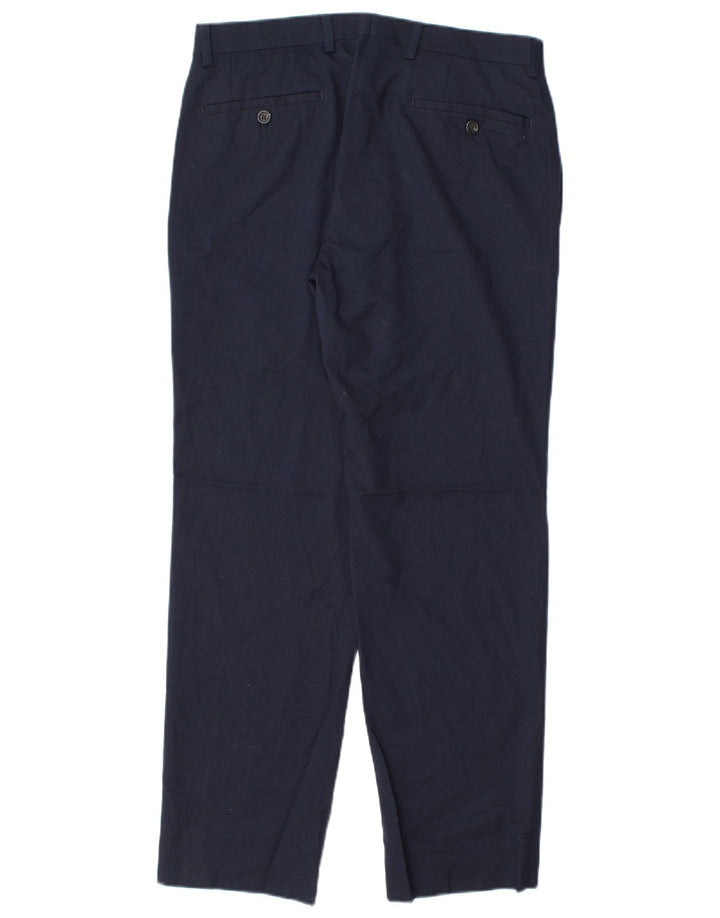 RALPH LAUREN Pantaloni da abito slim da uomo W31 L30 poliestere blu navy