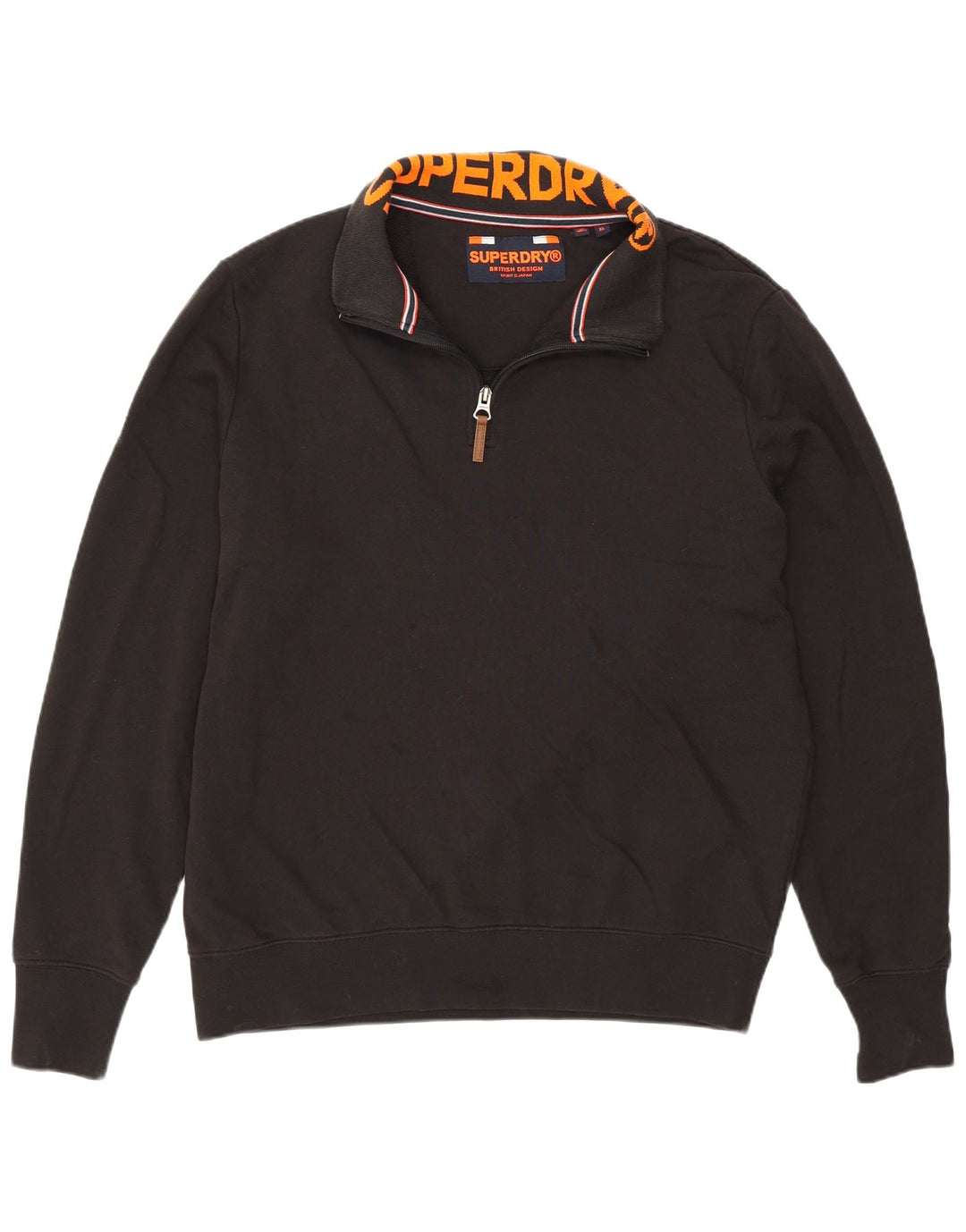 Maglione da uomo con zip e collo Superdry XL in cotone nero