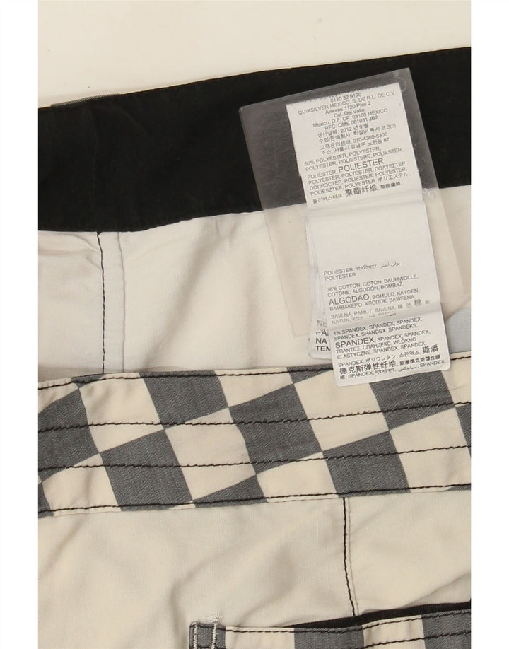 Pantaloncini da bagno da uomo Quiksilver di grandi dimensioni in poliestere a righe bianco sporco