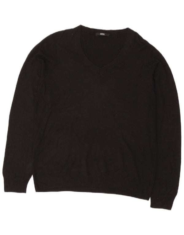 Maglione da donna con scollo a V Marks & Spencer UK 20 2XL viscosa nera