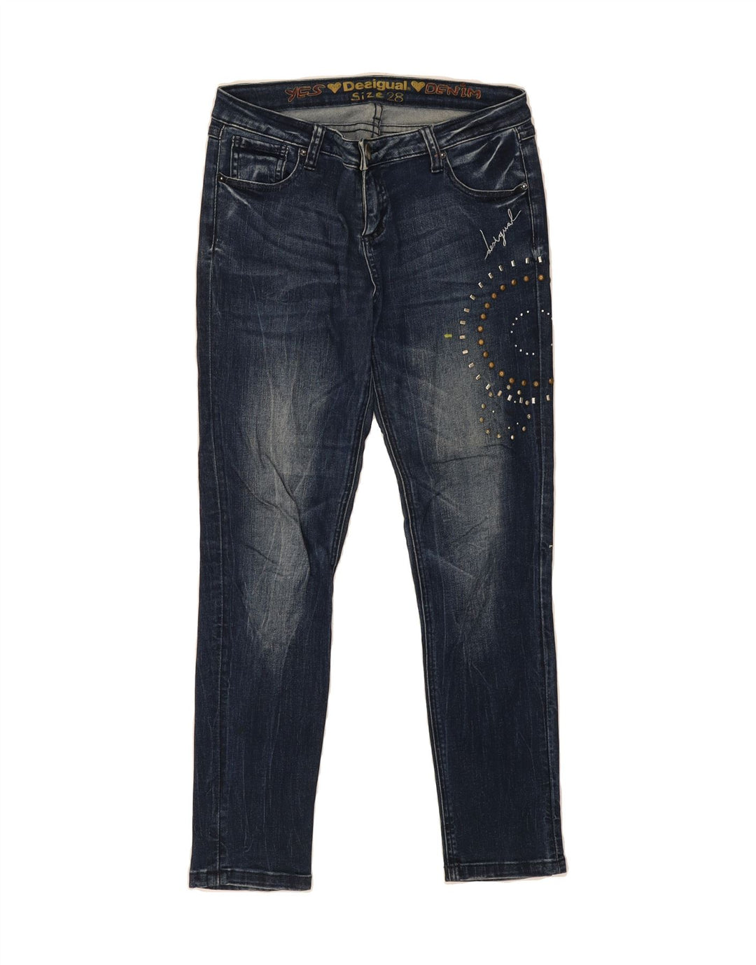 DESIGUAL Womens Slim Jeans W28 L27 Navy Blue Vintage Desigual and Second-Hand Desigual from Messina Hembry 