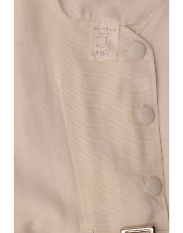 Tutina vintage da donna UK 12 in viscosa bianca media