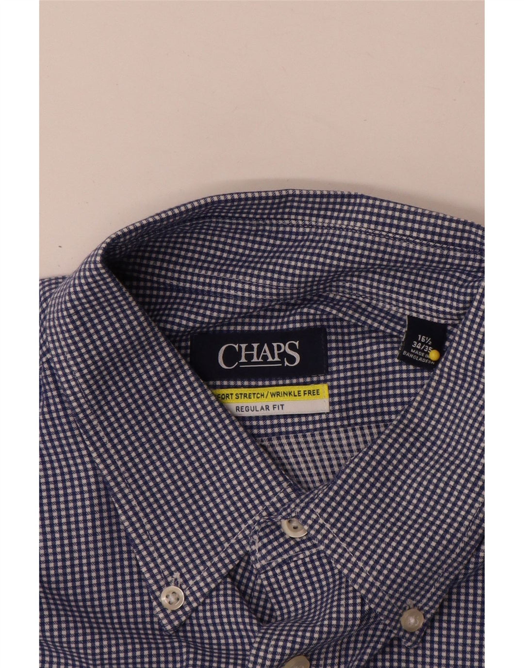 Camicia da uomo vestibilità regolare Chaps taglia 16 1/2 grande cotone a quadretti blu
