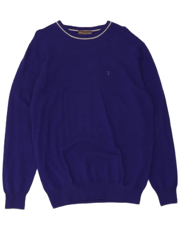 Maglione Trussardi Uomo con Scollo a Barca XL Blu Navy Cashmere