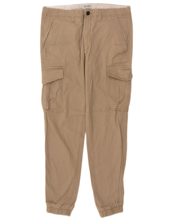 Jack & Jones Mens Slim Joggers Cargo Trousers W32 L29 Beige Cotton