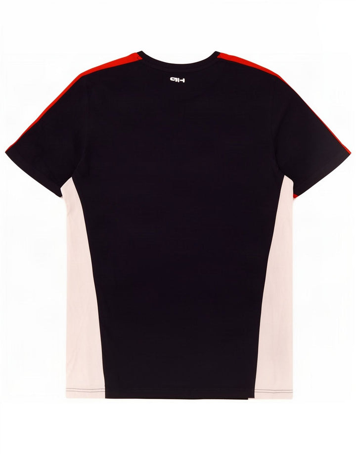 T-shirt Fila da uomo Top in cotone color block medio blu navy