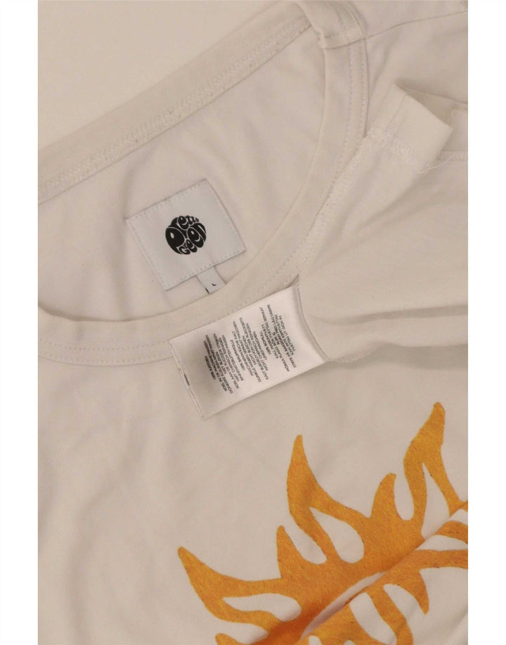 T-shirt grafica da uomo Pretty Green Top grande in cotone bianco