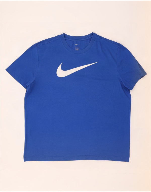T-shirt grafica Nike Dri Fit da uomo 2XL blu in poliestere