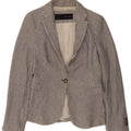 Giacca blazer da donna a 1 bottone Zara UK 12 Cotone gessato blu medio