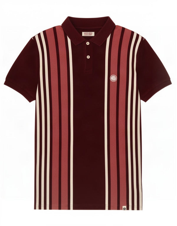 Polo da uomo piuttosto verde, grande cotone a righe bordeaux