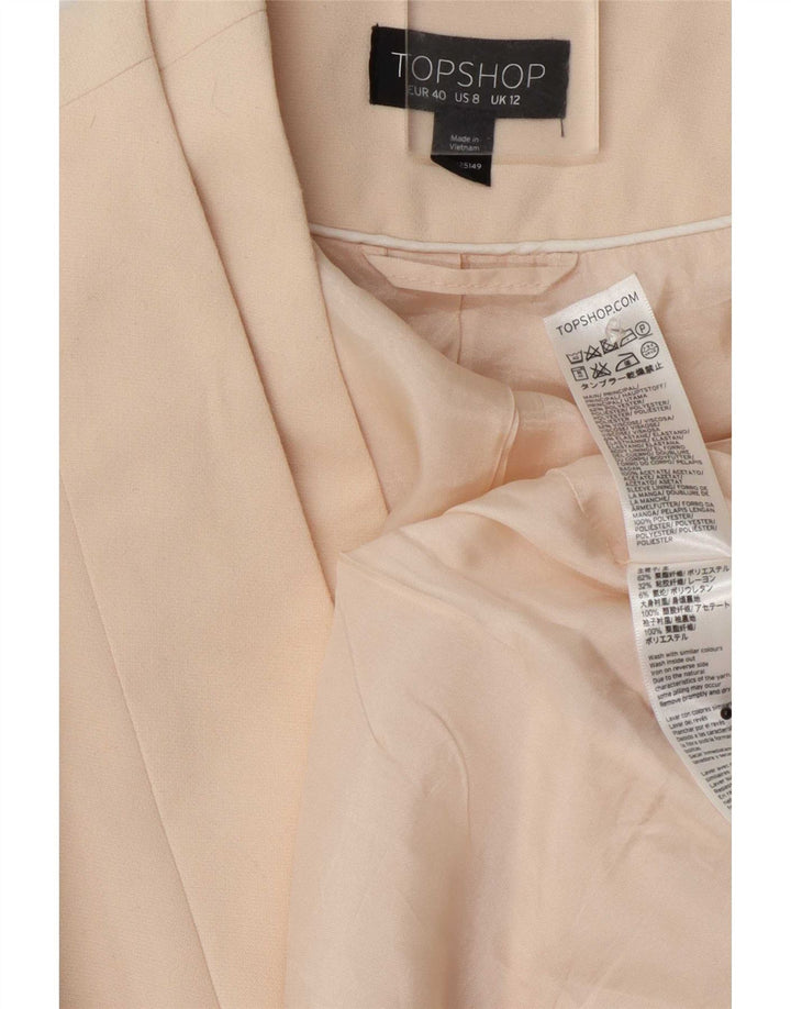 Giacca blazer aperta corta da donna Topshop UK 12 poliestere bianco sporco medio