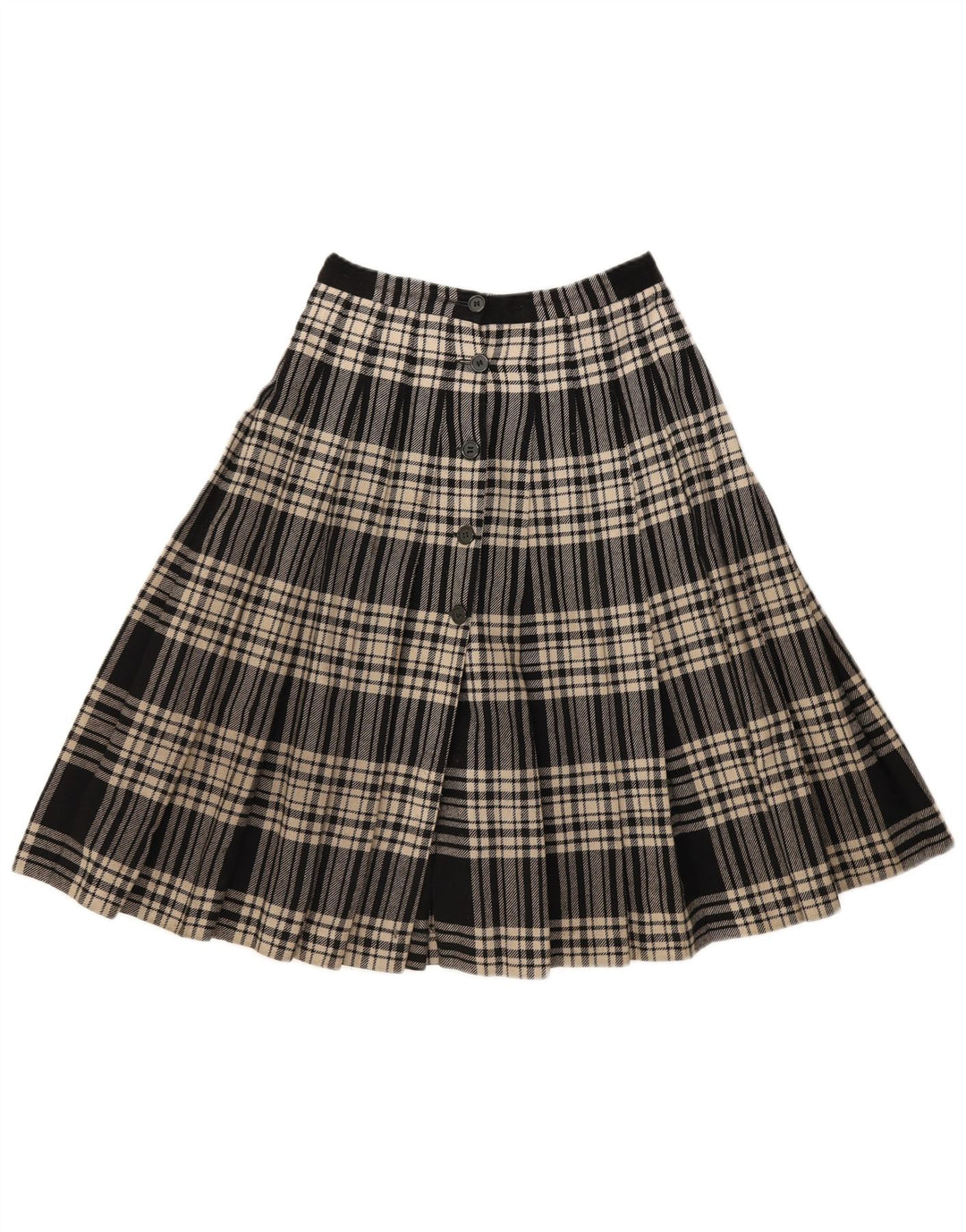 Gonna a pieghe vintage da donna W26 piccola scozzese nera