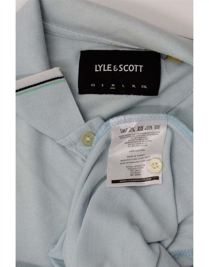Polo da uomo Lyle & Scott in cotone a righe blu medio