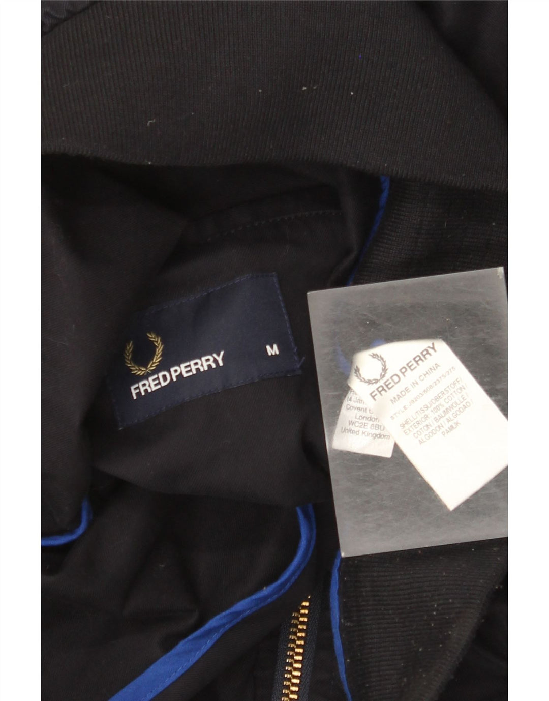Giacca bomber da uomo Fred Perry UK 38 cotone blu navy medio