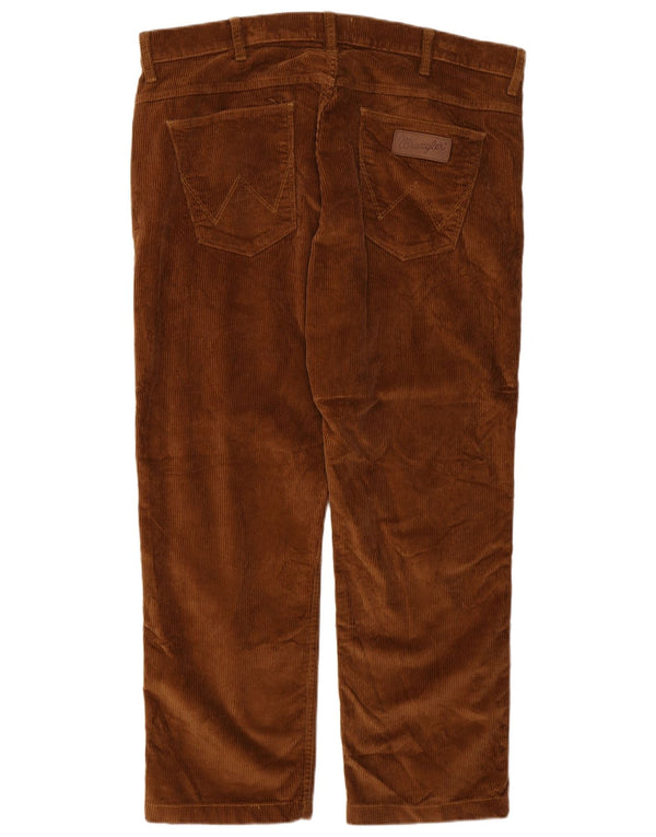 Pantaloni Wrangler da uomo Greensboro in velluto a coste dritti W36 L27 in cotone marrone