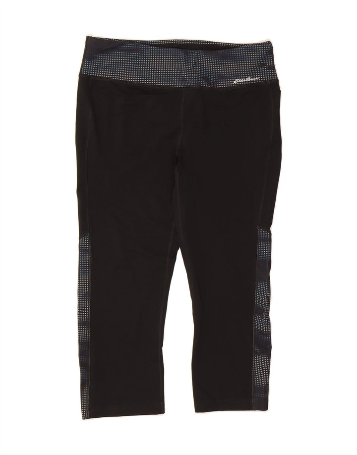 EDDIE BAUER Womens Capri Leggings UK 12 Medium  Black Colourblock Vintage Eddie Bauer and Second-Hand Eddie Bauer from Messina Hembry 